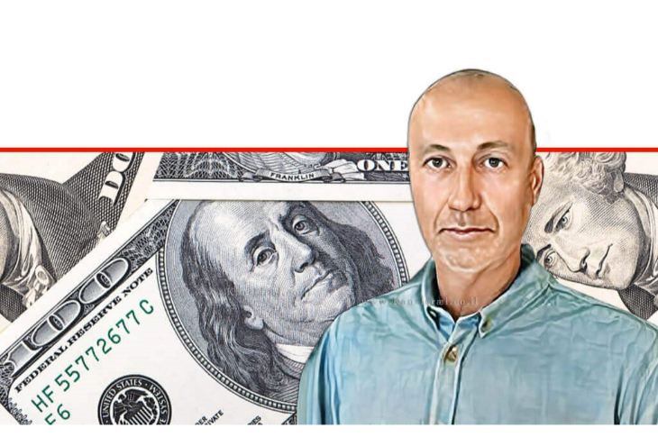 בן אדם עם רקע של 100 דולר ברקע